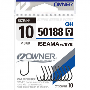 Āķi Owner ISEAMA WITH EYE BLACK #10, 10gb Salmo | 50188-10 | 50188-10