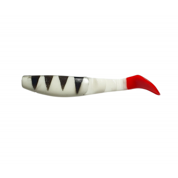 Rubber fish KOPYTO RELAX 4`` 12.cm, white/black stripes/red | 086 | 086