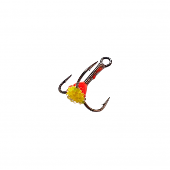 Treble hook red/yellow fluorescent, #4, Mistrall | 10000004