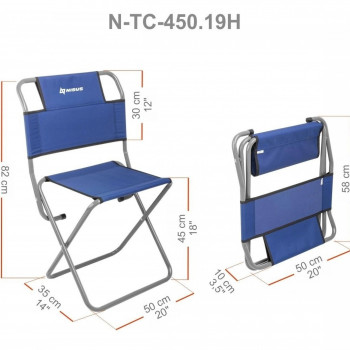 Saliekamais krēsls ar atzveltni NISUS 45cm, 120kg | 234888