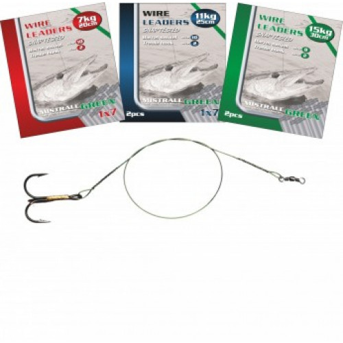 Pavadiņas ūdām ar 3-žubura āķi, 11kg/25cm (2gab) MISTRALL | AM-6310046