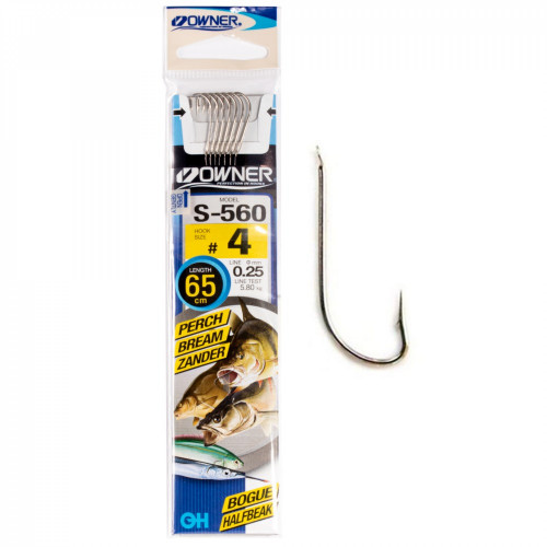 Āķi ar pavadiņu Owner S-560  #4, 0.25mm, 65cm, 5,8kg Salmo | 56916-04-025