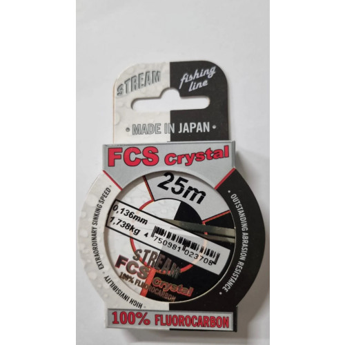 Fluorokarbona aukla "Stream" FCS CRYSTAL 25m, 0.136mm | 352-136