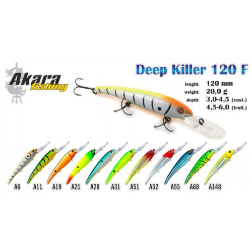 Vobleris Deep Killer 120F/20gr./120mm, A11, Akara | DK-120-A11