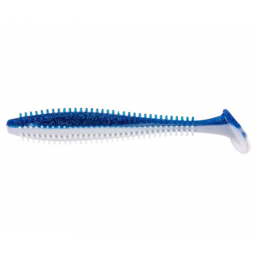 Silikona māneklis "Helios" SHAGGY 12cm, Blue sparkles&white | B-251953