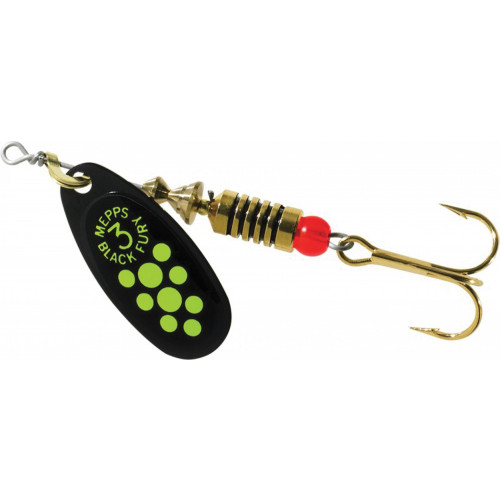 Mepps BLACK FURY Black/Chartreuse dots #3