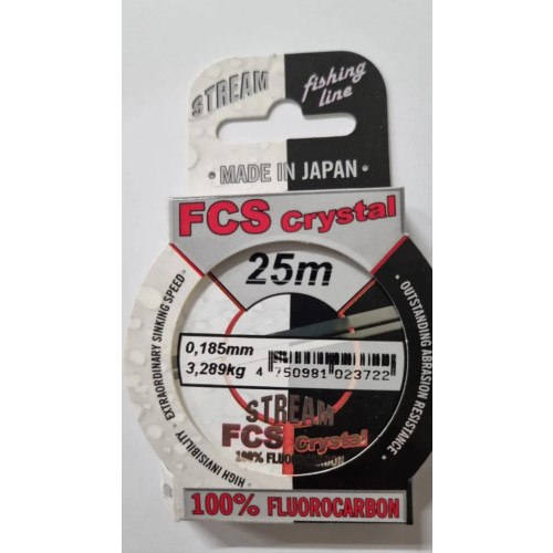 Fluorokarbona aukla "Stream" FCS CRYSTAL 25m, 0.185mm | 352-185