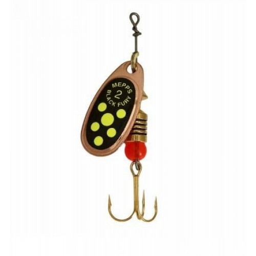 Mepps BLACK FURY Cooper/Chartreuse dots #2