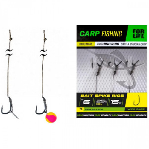 Leash with hook for carp #6 15cm | PV17306