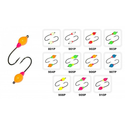 Ice jig "VIMBA" MU-4P (plastic phosphate) with ear hook no.4 | V-MU-4-909P