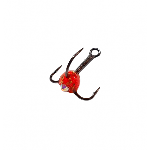 Treble hook red with glass eye, #4, Mistrall