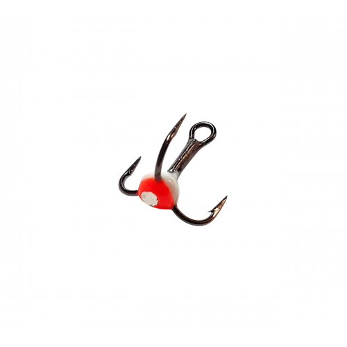 Treble hook white/red fluor., eyelet #8, Mistrall