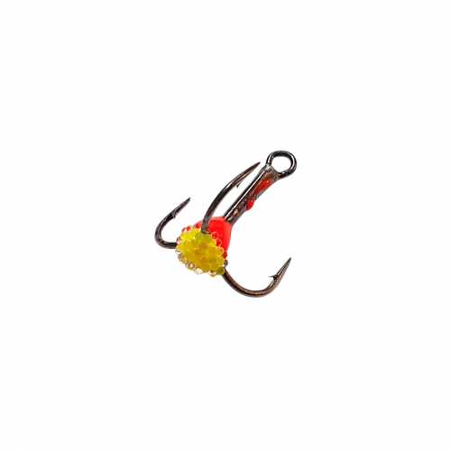 Treble hook red/yellow fluorescent, #4, Mistrall